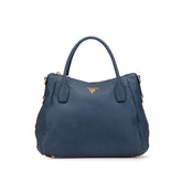 プラダ ロゴ ハンドバッグ トートバッグ BR4992 ブルー レザー レディース PRADA 【中古】